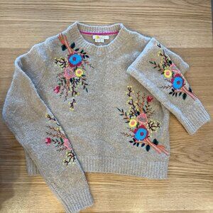 Boden Embroidered Floral Jumper in Chinchilla Melange Floral (M)